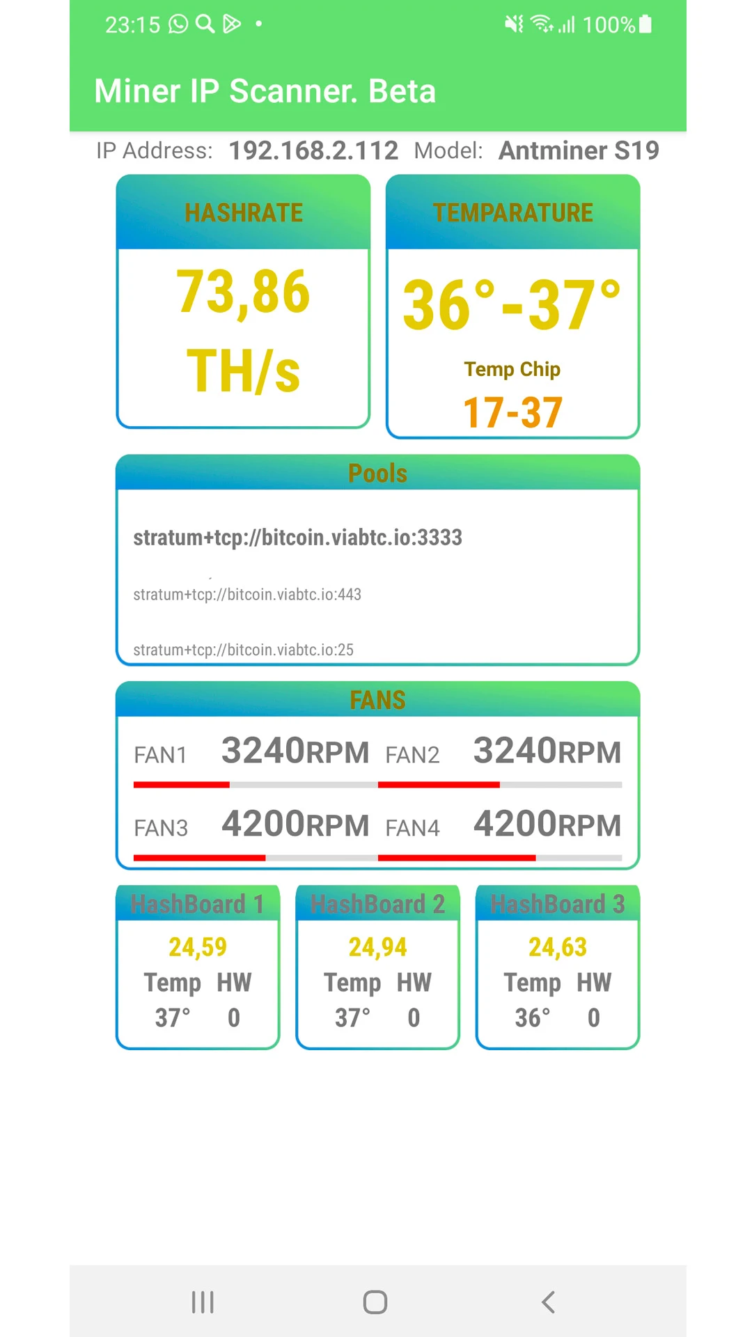 Miner IP scanner screenshot